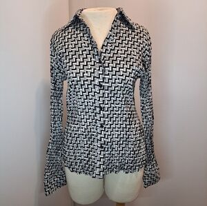 3 FOR 12 SALE Vintage Apt. 9  Stretch Geometric Print Button Down Shirt